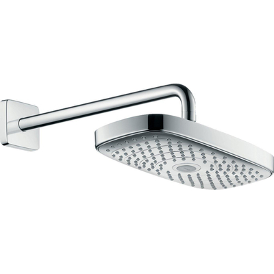 Hansgrohe Raindance select e 300 2jet hoofddouche wand + Hansgrohe Croma Select E PorterS badset + Axor Fixfit muuraansluitbocht chroom SHOWROOMMODEL OUTLETSTORE