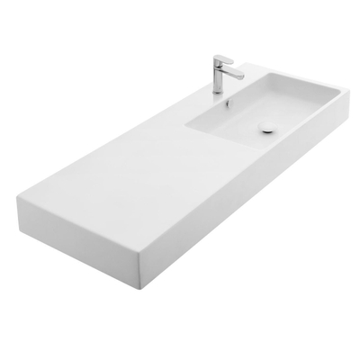 Thebalux Type Quadro Vasque 122x46x12cm 1 trou de robinet 1 vasque droite céramique rectangulaire blanc brillant