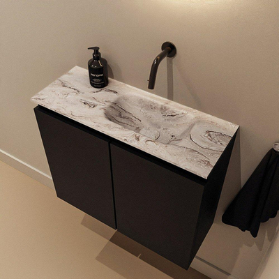 MONDIAZ TURE-DLUX meuble WC 60 cm Urban. EDEN lavabo Glace position droite. Sans trou de robinet.