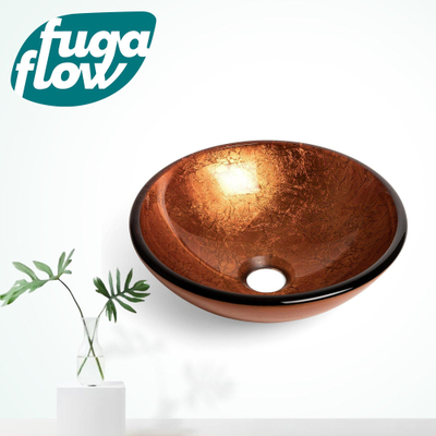 FugaFlow Efficiente Arredo Waskom - 30x10,5cm - rond - gehard glas - bruin rood
