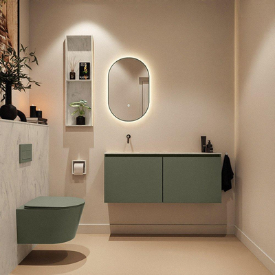 MONDIAZ TURE-DLUX 120cm toiletmeubel Army. EDEN wastafel Opalo positie links. Zonder kraangat.