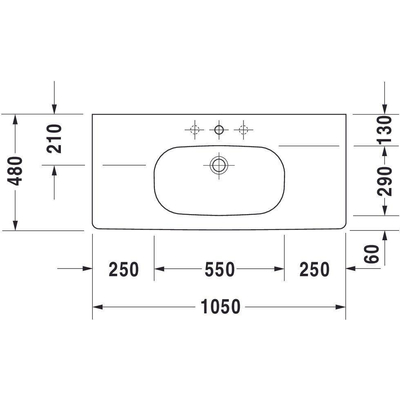 Duravit D-code Meubelwastafel - 105x48cm - met 1 kraangat - met overloop - wit