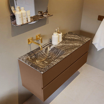 Mondiaz VICA-DLUX ensemble de meuble de salle de bain - 120cm - meuble sous-vasque repos - 4 tiroirs - lavabo encastré cloud gauche - sans trous de robinet - version haute de 60cm - lave