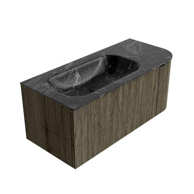 Mondiaz KURVE-DLUX Badkamermeubelset - 105x46x40cm - 1 lade - 1 deur - wastafel solid surface - links - 1 kraangat - Shadow