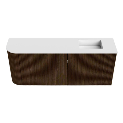 Mondiaz JOYA 101.6cm toiletmeubel - ronding links kleur Walnut - Wastafel FAYE positie Rechts 1 kraangat kleur Talc.