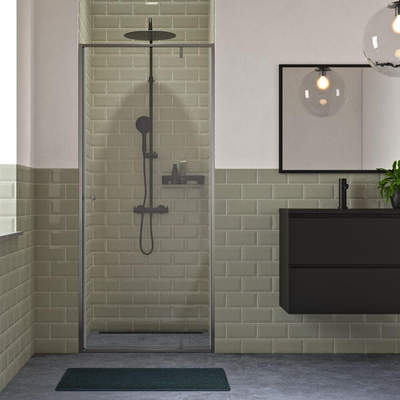 Sealskin Contour Draaideur voor nis 90x200cm 6mm helder veiligheidsglas met antikalklaag Mat grijs