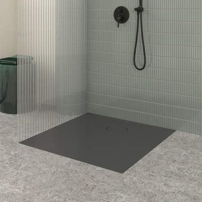 Villeroy & Boch Ecora douchebak - 90x90x3.5cm - afvoer korte zijde - anthracite (antraciet)