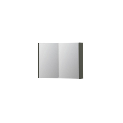 INK SPK1 armoire de toilette – 80 x 60 x 14 cm – 2 portes, portes-miroir double face – Béton mat