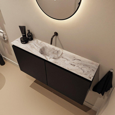 MONDIAZ TURE-DLUX meuble WC 100 cm Urban. EDEN lavabo Glace position au milieu. Sans trou de robinet.