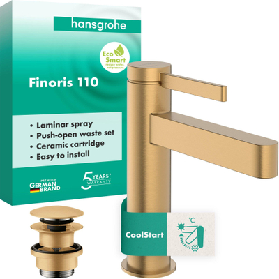 Hansgrohe Finoris Wastafelmengkraan - 11cm - coolstart - afvoerplug - brons