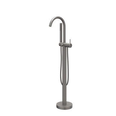 IVY Bond Mitigeur de bain autoportant - bec pivotant - 150cm - Flexible de douche - Douchette barre - Metal black brossé PVD