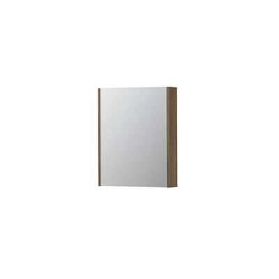INK SPK2 Spiegelkast - 60x14x74cm - 1 deur - dubbelzijdige Spiegel - schakelaar en stopcontact - MFC Zuiver eiken
