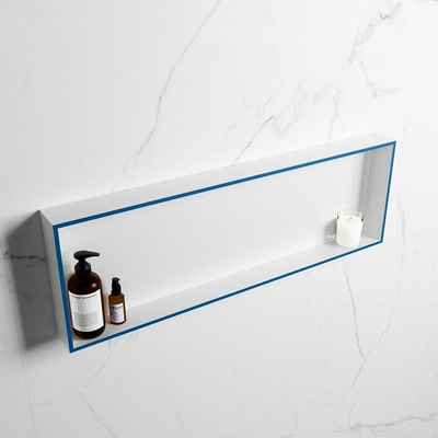 Mondiaz Easy nis 29.5x89.5x8cm voor Inbouw/opbouw 1 open vak Solid surface Talc/Jeans