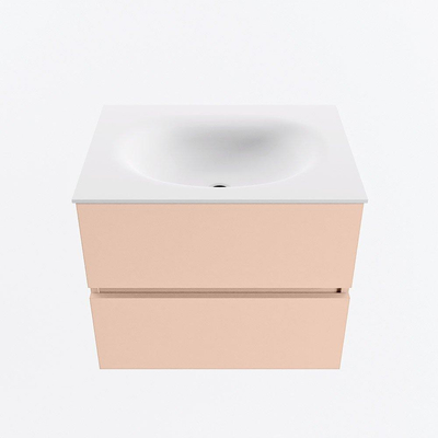 Mondiaz VICA Ensemble de meuble de salle de bain - 60cm - meuble sous vasque rosee - 2 tiroirs - lavabo moon milieu - 1 trou de robinet - version haute de 60cm - talc