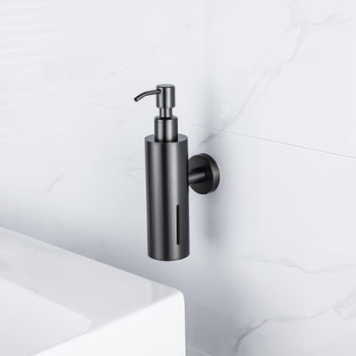 Fortifura Calvi zeepdispenser - wand - rond - PVD - geborsteld gunmetal (antraciet)