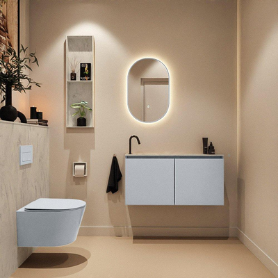 MONDIAZ TURE-DLUX 100cm toiletmeubel Clay. EDEN wastafel Opalo positie links. Met 1 kraangat.