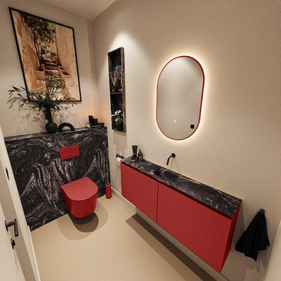 MONDIAZ TURE-DLUX 120cm toiletmeubel Fire. EDEN wastafel Lava positie midden. Zonder kraangat.