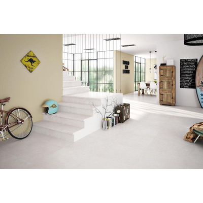 ÉCHANTILLON Cifre Cerámica Carrelage de sol et mural Neutra White 60x60 cm Aspect béton Mat Crème Blanc
