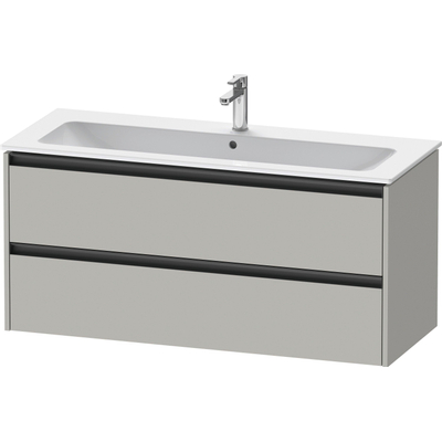 Duravit Ketho 2 meuble sous-lavabo avec 2 tiroirs pour lavabo simple 121x48x55cm avec poignées anthracite gris béton mat