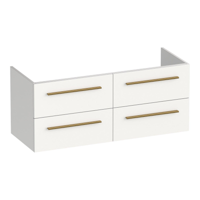 BRAUER Trust wastafelonderkast 120 excl. opbouwgrepen 4 softclose lades en 2 sifon uitsparingen - mat wit