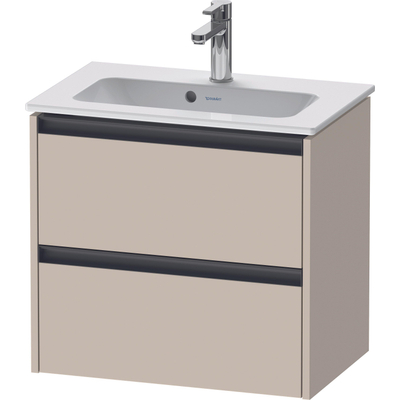 Duravit Ketho.2 Wastafelonderbouwkast - met 2 laden - 61x39x54.9cm - met grepen antraciet - taupe supermat