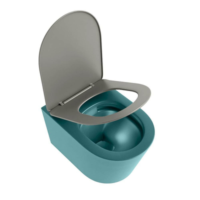 MONDIAZ LAVIE wandclosetpack - 36x53cm - diepspoel - rimless - Smag (blauw) - softclose - quick-release - toiletzitting - Smoke (grijs)