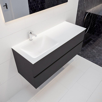 Mondiaz VICA Meuble Dark grey/Gris foncé avec 2 tiroirs 120x50x45cm vasque lavabo Cloud gauche 1 trou de robinet