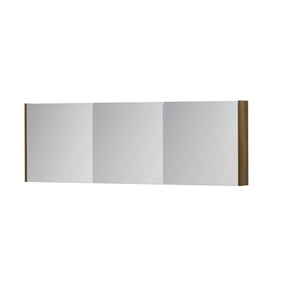 INK SPK1 spiegelkast – 180x60x14 cm – 3 deuren, dubbelzijdige spiegeldeuren – Massief eiken Ash grey