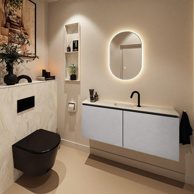 MONDIAZ TURE-DLUX Meuble toilette - 120cm - Plata - EDEN - vasque Ostra - position centrale - 1 trou de robinet