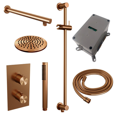 BRAUER Copper Edition inbouw regendoucheset – Ø20 cm hoofddouche – staafhanddouche – met omstel – glijstang 70 cm