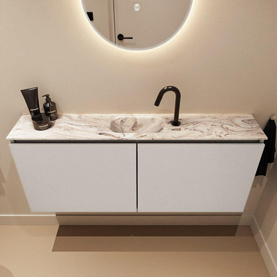 MONDIAZ TURE-DLUX 120cm toiletmeubel Linen. EDEN wastafel Glace positie midden. Met 1 kraangat.
