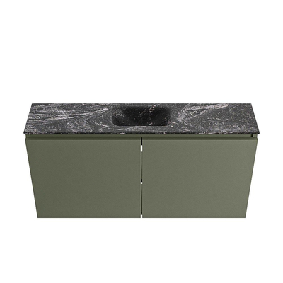 MONDIAZ TURE-DLUX meuble WC 100 cm Army. EDEN lavabo Lava position milieu. Sans trou de robinet.
