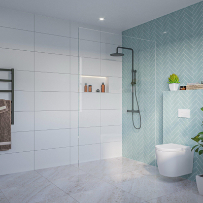 FugaFlow Eccelente Vetro Douche à l'italienne - verre clair - 140x200cm - 8mm - nano - profil encastré aveugle