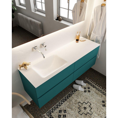 Mondiaz VICA ensemble de meuble de salle de bain - 150cm - meuble sous-vasque smag - 4 tiroirs - lavabo cloud gauche - sans trou de robinet XL version 60cm de haut