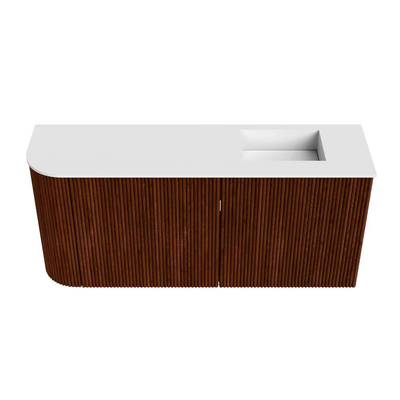 Mondiaz JOYA 91.6cm meuble de salle de bains - arrondi gauche couleur Ruby - Vasque FAYE position Droite 1 trou de robinet couleur Talc.