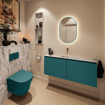 MONDIAZ TURE-DLUX Meuble wc 120cm Smag. EDEN vasque Glace position milieu. Sans trou de robinet.