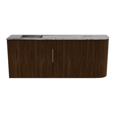 Mondiaz JOYA-DLUX Meuble de salle de bains - 101,6 cm - arrondi droit couleur Walnut - Vasque FAYE position Gauche Sans trou de robinet couleur Sombra