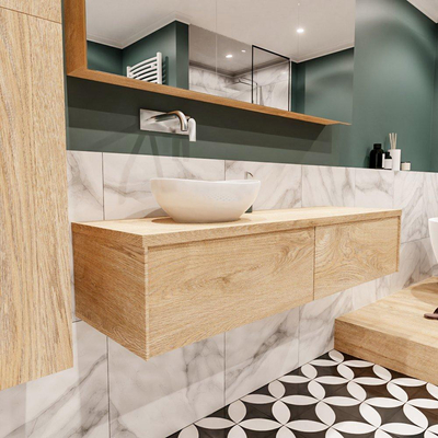 Mondiaz LUSH Meuble salle de bains avec 2 tiriors lavabo BARCO 150x30x45cm Gauche sans trou de robinet Washed oak