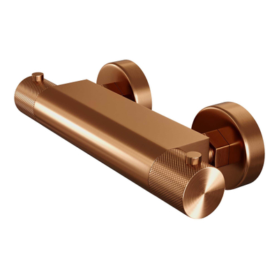 Brauer Copper Carving Douchekraan opbouw - glijstang - 1 functie - 2 carving knoppen - handdouche rond 3 standen - PVD - geborsteld koper