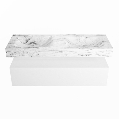 MONDIAZ ALAN - DLUX Badkamermeubelset - 130cm - onderkast - Talc - 1 lade - vrijhangende wastafel - 2 wasbakken - 0 kraangaten - Glace