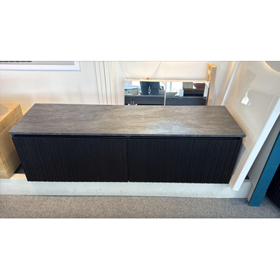 Saniclass Holz Base Badkameronderkast - 160cm - 2 lades - greeploos - zwartbruin - incl. BRAUER ocean Edge topblad - OUTLET UDEN