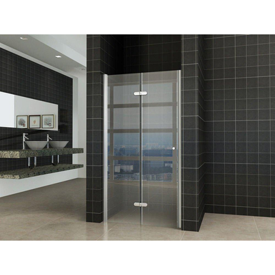 Wiesbaden Maki Nisdeur vouwbaar links - 100x200cm - 8mm - nano helder glas - chroom