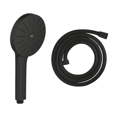 Grohe Vitalio Joy Handdoucheset - rond - 3 straalsoorten - silverflex doucheslang - 175cm - matte black (mat zwart)