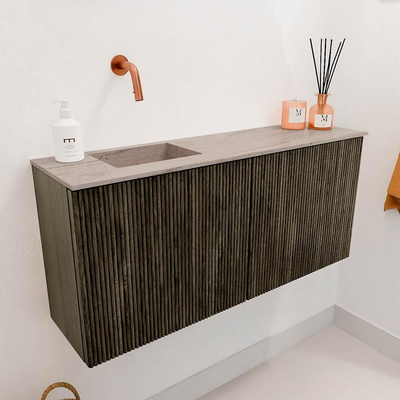 Mondiaz JOYA-DLUX 90cm toiletmeubel - kleur Shadow - Wastafel FAYE positie Links Zonder kraangat kleur Saba.