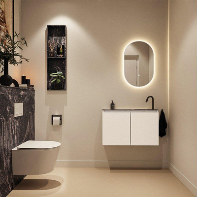 MONDIAZ TURE-DLUX Meuble WC 80 cm Talc. EDEN lavabo Lava position à droite. Avec 1 trou de robinet.