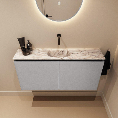 MONDIAZ TURE-DLUX 100cm toiletmeubel Plata. EDEN wastafel Glace positie midden. Zonder kraangat.