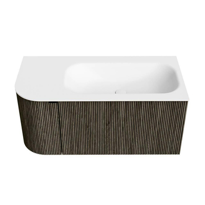 Mondiaz KURVE Ensemble de meuble de salle de bains - 95x46x40cm - 1 tiroir - 1 porte - lavabo solid surface - droit - 1 trou de robinet - Shadow