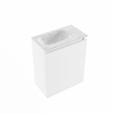 MONDIAZ TURE-DLUX Meuble WC 40 cm Talc. Lavabo EDEN Opalo position gauche. Avec 1 trou de robinet.