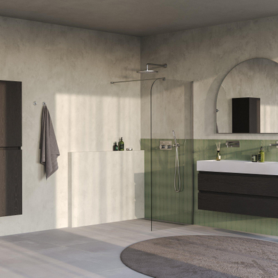BRAUER Orion Paroi de douche à l'italienne - 90x200cm - verre clair - revêtement en verre - PVD - inox brossé