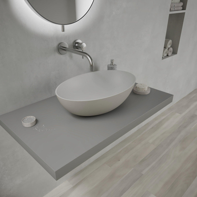Ideavit Solidthin waskom - 50x33x14.5cm - Solid surface - Ovaal - Mat Grijs SHOWROOMMODEL